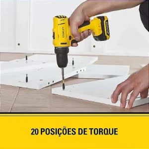 STANLEY Kit Parafusadeira e Furadeira de Impacto de 3/8 Pol. (10mm) a Bateria Bivolt 12V MAX Ion-Litio com 100 Acessórios 110V SCH121S1KA